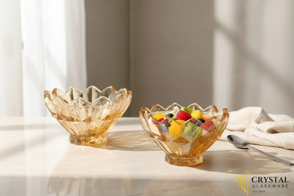 Delisoga 7-Piece Colored Glass Ice Cream & Fruit Serving Set -Premium Collection